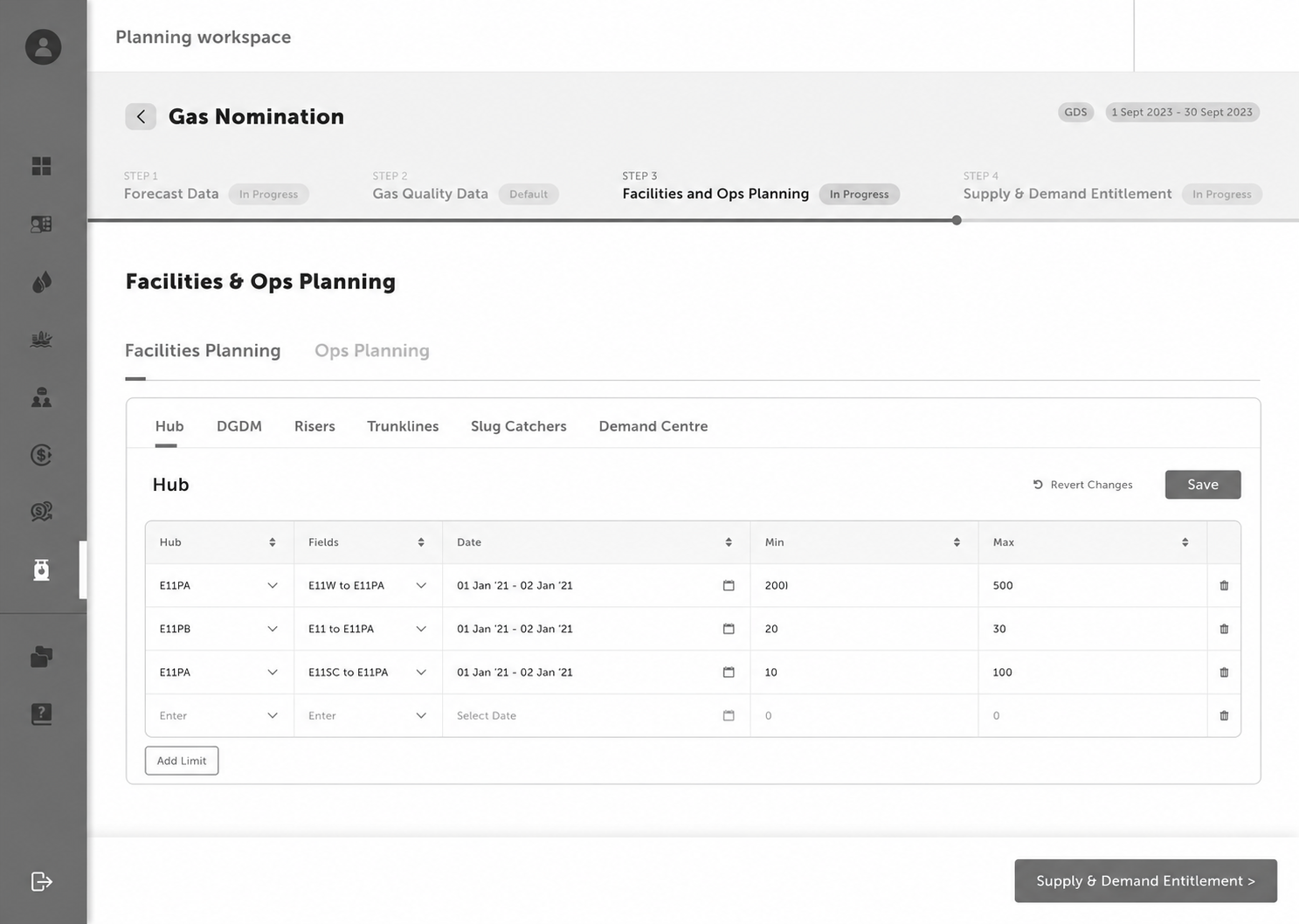 Enterprise planning interface; edited to remove branding